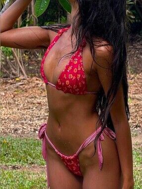 Red Floral Tie Bikini